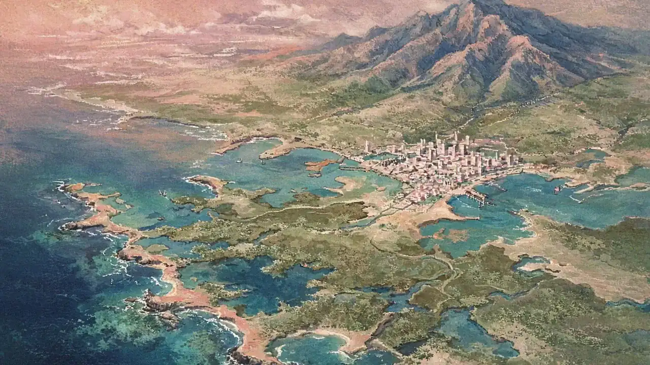 Poster illustration for GTA 6 map — Leonida and six regions