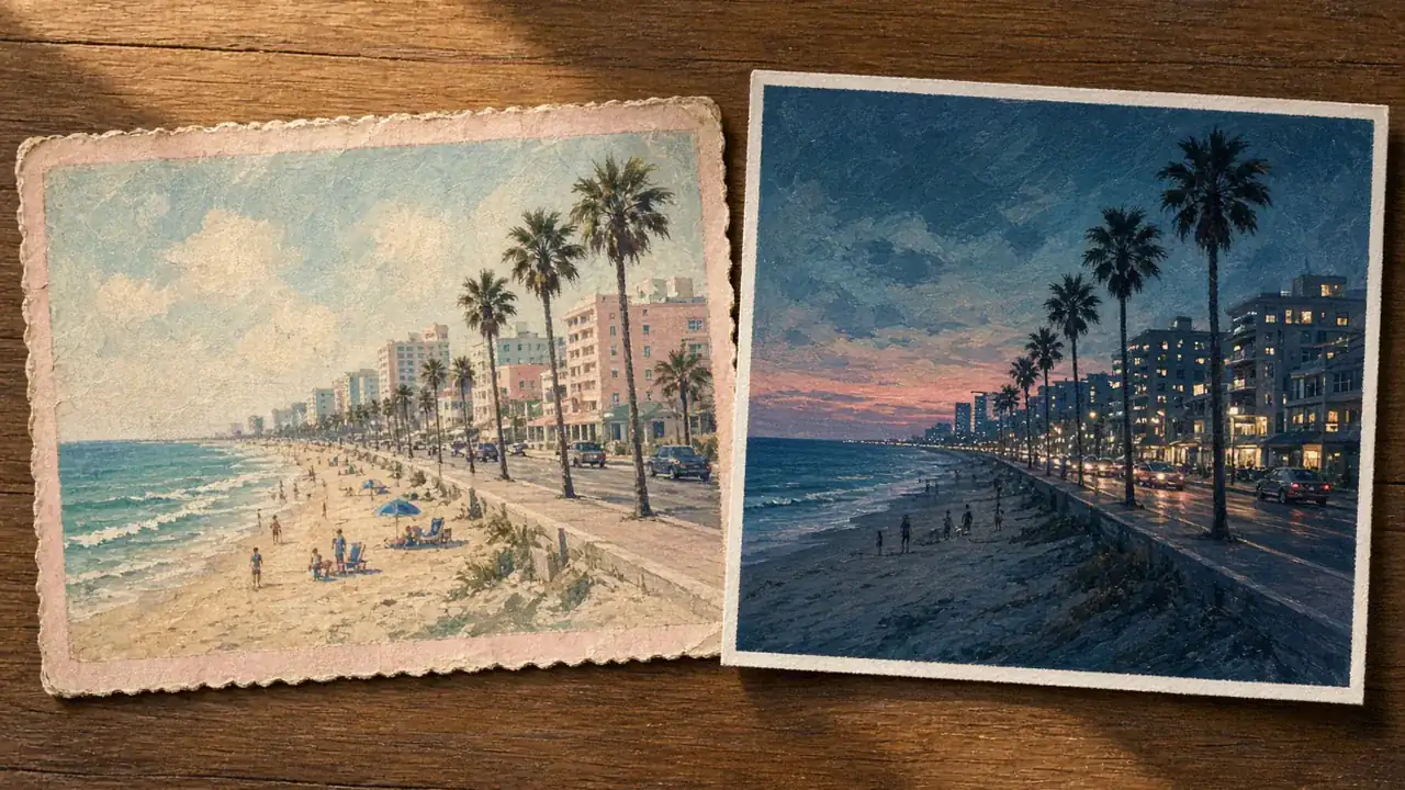 Poster illustration for Vice City 2002 vs GTA 6 — not a remake